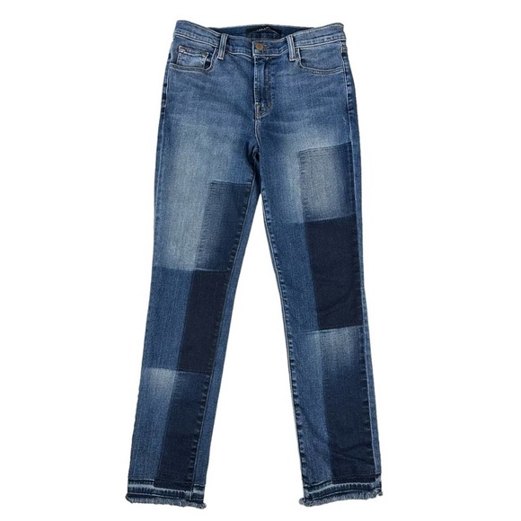 J Brand 811 Mid Rise Skinny Patchwork Denim Jean Reunion Size 27 - Picture 2 of 11